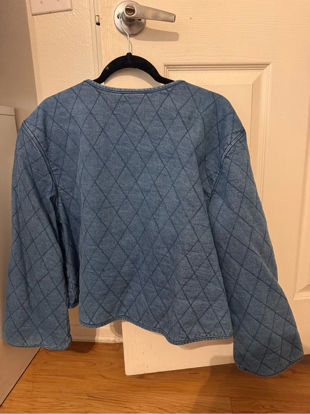 kate spade Light Blue Quilted Pearl-Button Denim Jacket